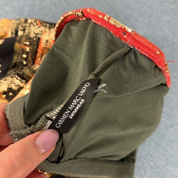 Carmen Marc Valvo One Shoulder One Piece Swimsuit Pacific Sunset Size 6 - Picture 8 of 10